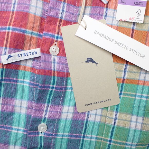 Tommy Bahama Shirt NWT Mens 2XL XXL Barbados Breeze Stretch L/S Linen Peach Melt - Picture 8 of 16